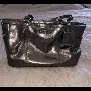 Authentic Coach Metallic Silver Handbag